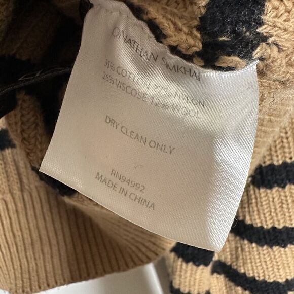 Jonathan Simkhai Clarice Striped Cardigan Sweater Black Brown Size Medium - Picture 6 of 6